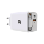 Supa Fly 50W Dual USB Wall Charger Retractable Type-C Cable - White - White
