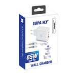 Supa Fly 65W GAN Wall Charger with Type C Cable - White - White