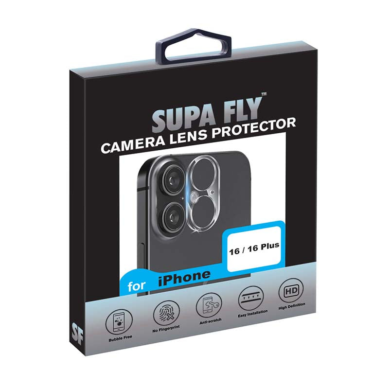 Supa Fly Camera Lens Tempered Glass Screen Protector Apple iPhone 16 / 16 Plus - Clear