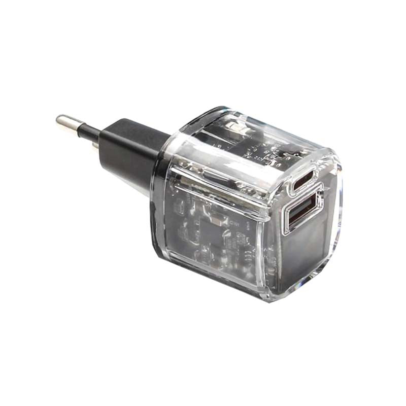 Supa Fly Circuit Series Dual USB 38W Type C Wall Charger - Transparent - Clear