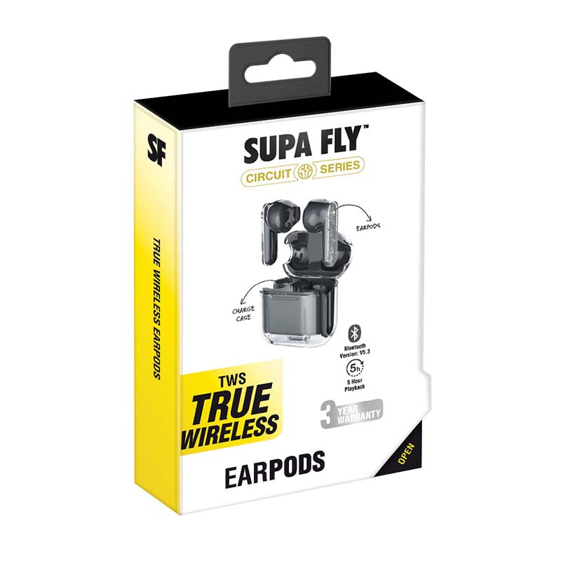 Supa Fly Circuit Series True Wireless Earbuds - Transparent - Clear