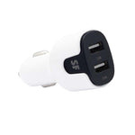 Supa Fly Dual USB Car Charger with Lightning MFI Cable - White - White