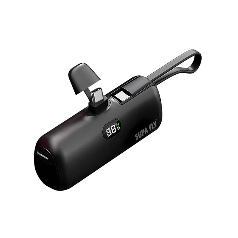 Supa Fly Fast Portable Power Bank 5 000mAh with Lightning Cable - Black - Black