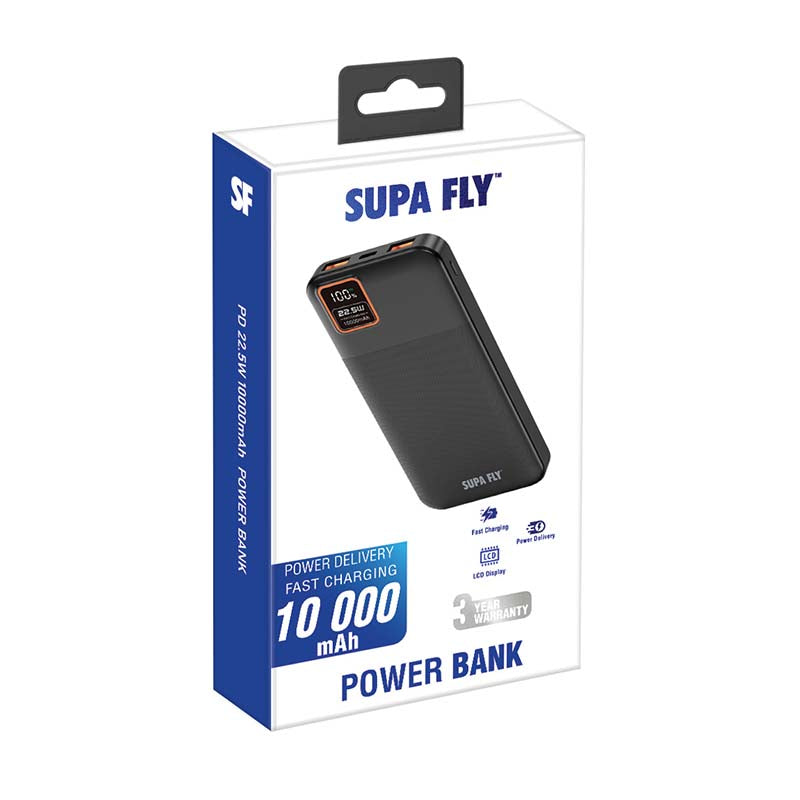 Supa Fly PD 22.5W 10000mAh Power Bank - Black - Black