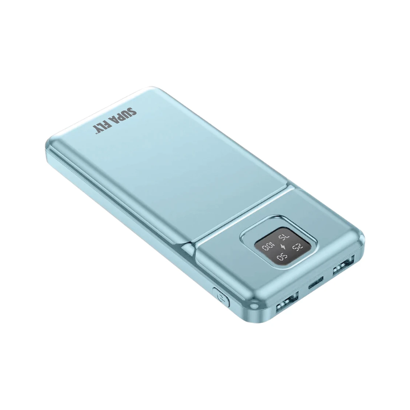 Supa Fly Power Bank 10000mAh LED Display - Blue - Blue