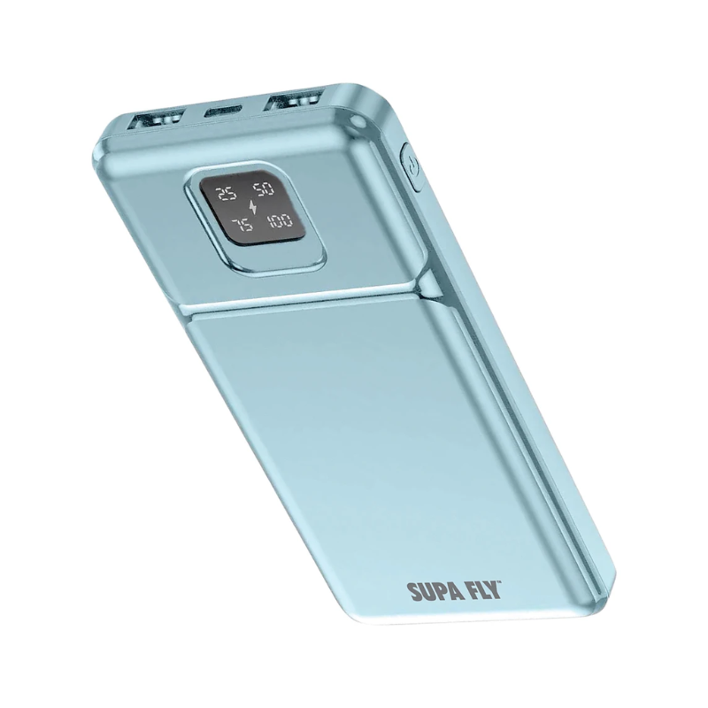 Supa Fly Power Bank 10000mAh LED Display - Blue - Blue