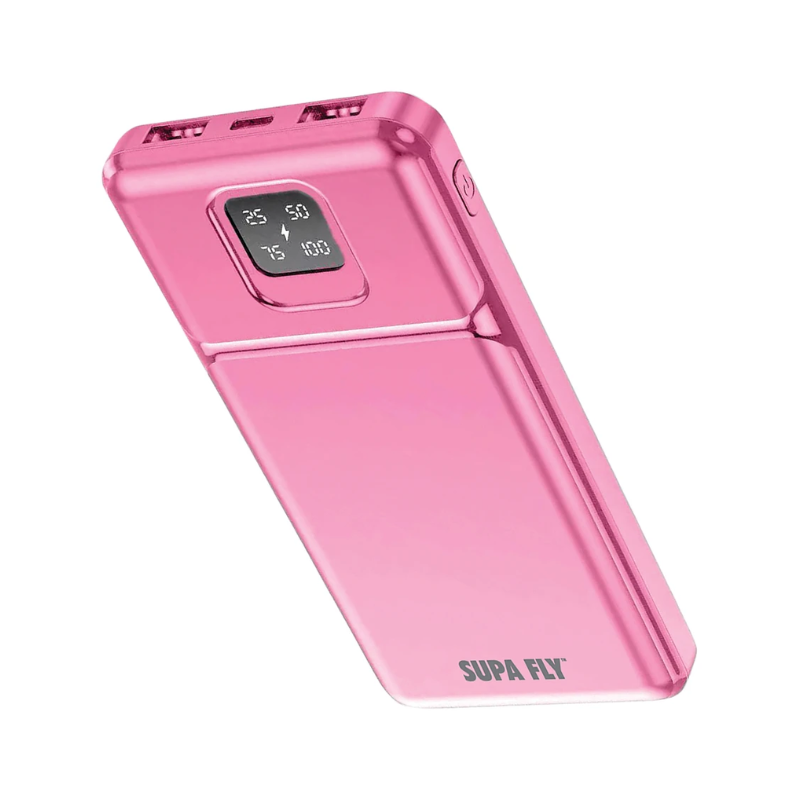Supa Fly Power Bank 10000mAh LED Display - Pink - Pink