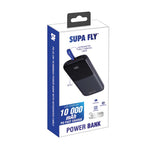 Supa Fly Power Bank 10000mAh PD 22.5W With Integrated Type-C Cable - Black