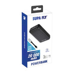 Supa Fly Power Bank 20000mAh LED with USB Light - Black - Black