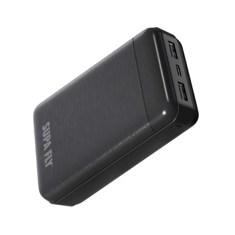 Supa Fly Power Bank 20000mAh LED with USB Light - Black - Black