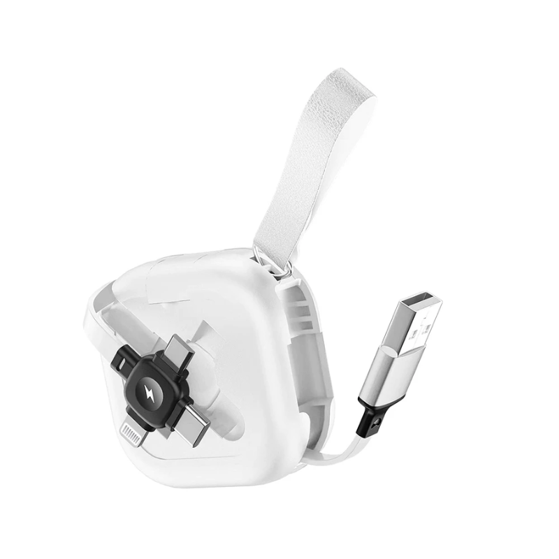 Supa Fly Retractable 3-in-1 Charging Cable - White - White