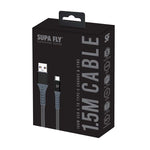 Supa Fly Signature Series 1.5m Type-C to USB Cable - Grey - Grey