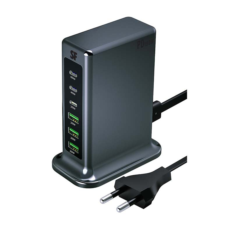 Supa Fly Signature Series 190W Smart Charging Hub 6 Port Charge Station - Grey - Grey
