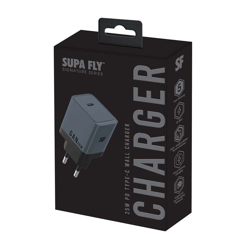 Supa Fly Signature Series 25W Type-C Wall Charger - Grey - Grey