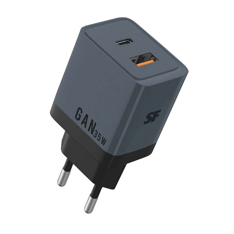 Supa Fly Signature Series 35W Type C & USB Dual Wall Charger - Grey - Grey