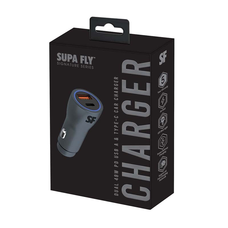 Supa Fly Signature Series 48W Car Charger - Grey - Grey