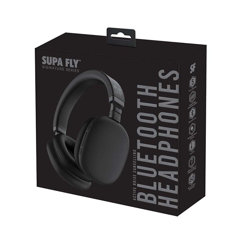 Supa Fly Signature Series Over-Ear ANC Wireless Bluetooth Headset - Grey - Grey