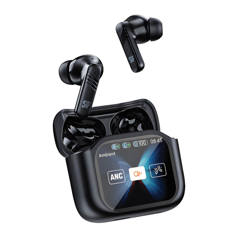 Supa Fly Signature Series True Wireless Earbuds LCD Display - Black - Black