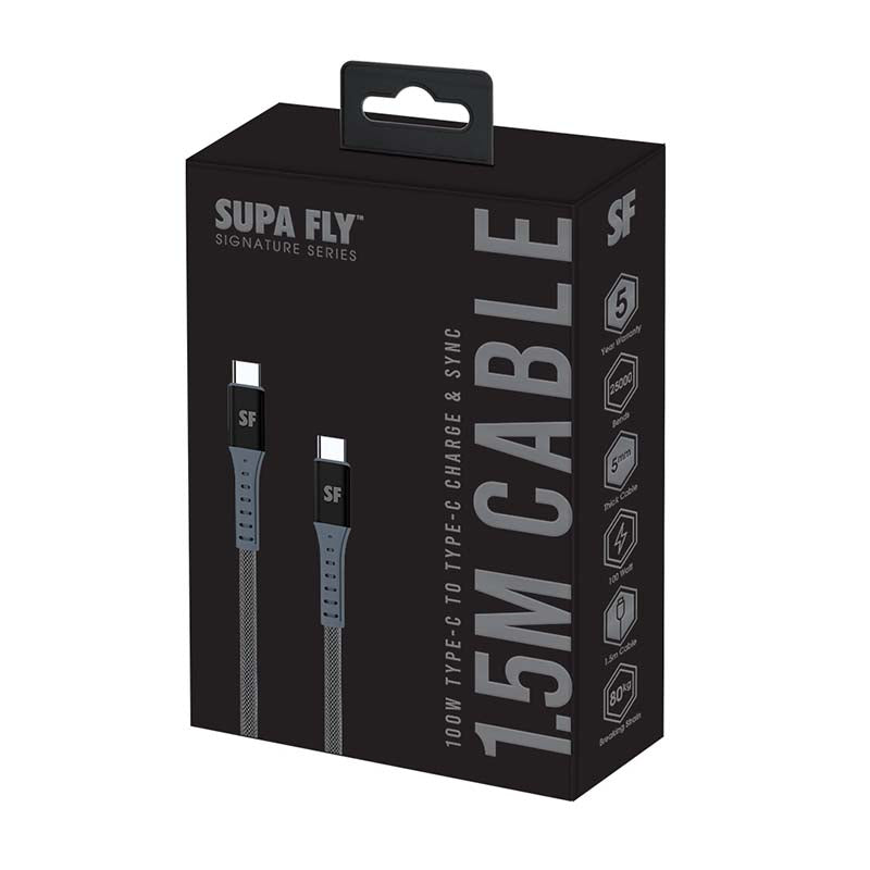 Supa Fly Signature Series Type C to Type C Cable - Grey - Grey