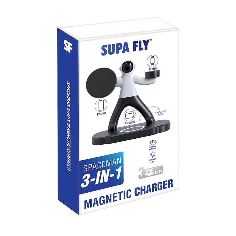 Supa Fly Spaceman 3-in-1 Magnetic Charger - Black - Black