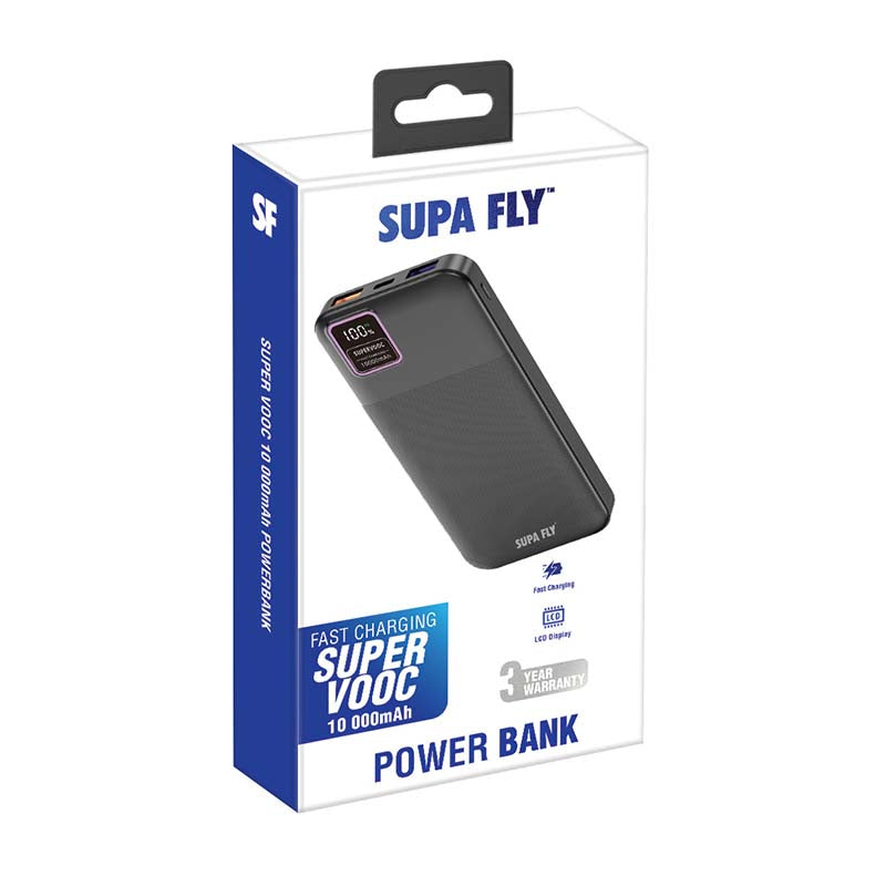 Supa Fly Super Vooc & PD 10 000mAh Power Bank - Black - Black