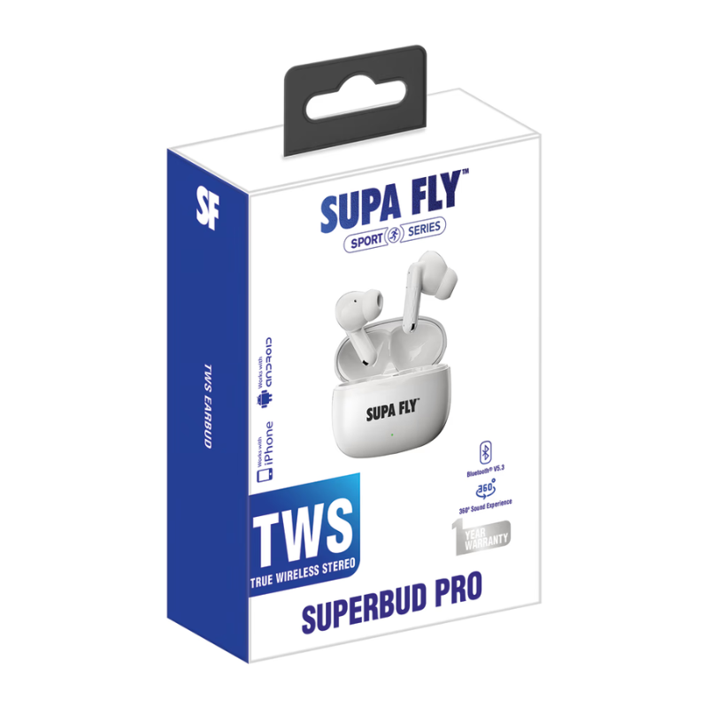 Supa Fly True Wireless Earbuds - White - White