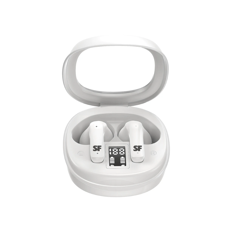 Supa Fly TWS Earbuds LCD Display - White - White