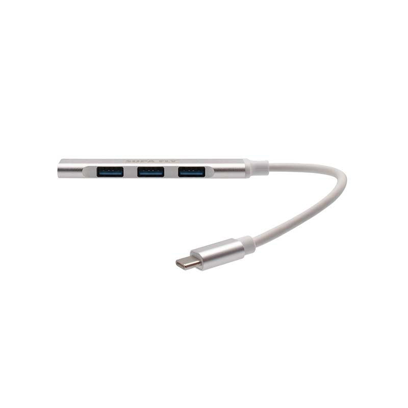Supa Fly Type C & USB C 4 Port Hub - Silver - Silver