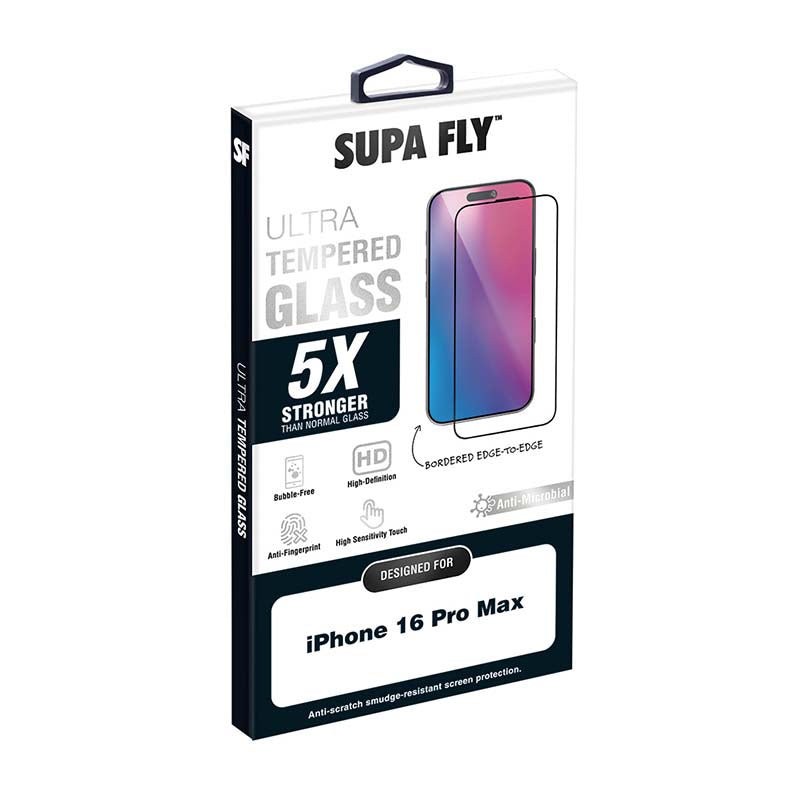 Supa Fly Ultra Apple iPhone 16 Pro Max Tempered Glass Screen Protector with Applicator - Clear