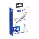 Supa Fly USB 4 Port Type C Hub - Silver - Silver