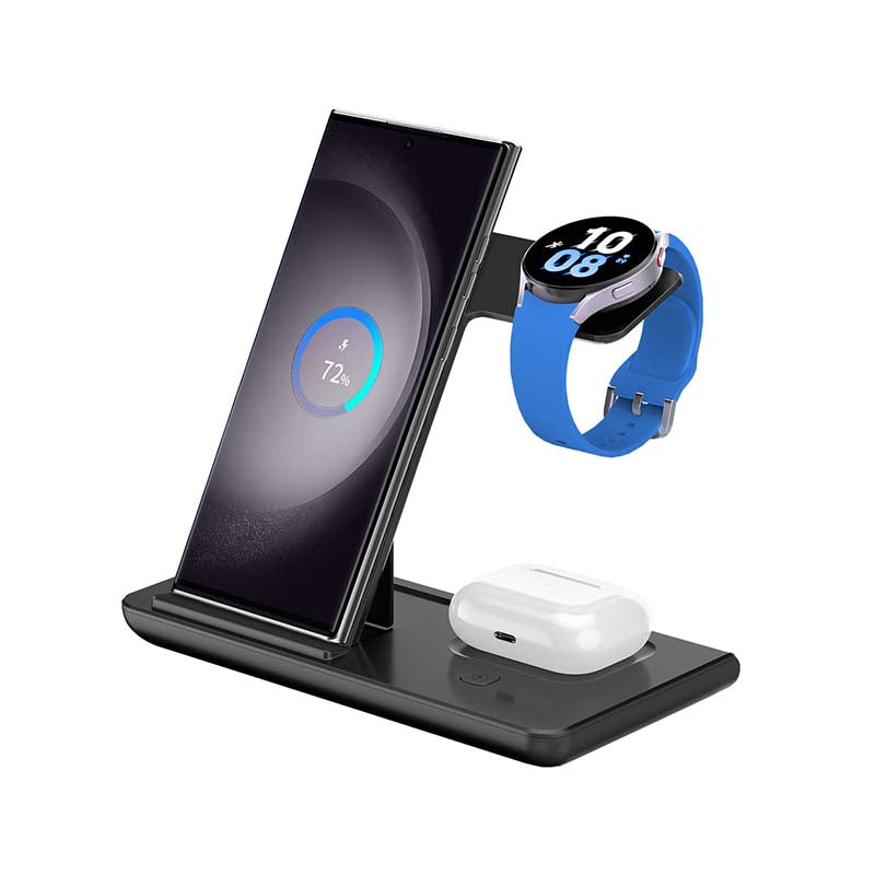 Supa Fly Wireless Charging Station 3-in-1 - Black - Black