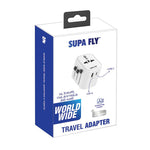 Supa Fly World Wide Travel Adapter 2 Port Type C & USB A - White - White