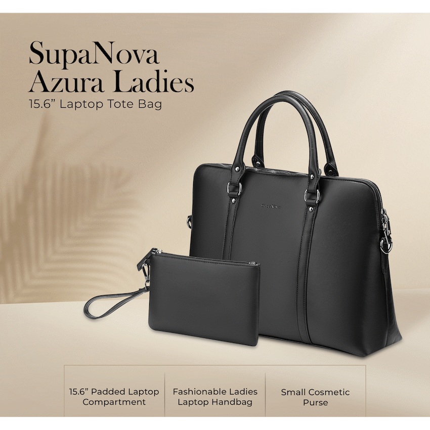 Supanova Azura Ladies 15.6’’ Laptop Tote Bag - Black - Black - Bags