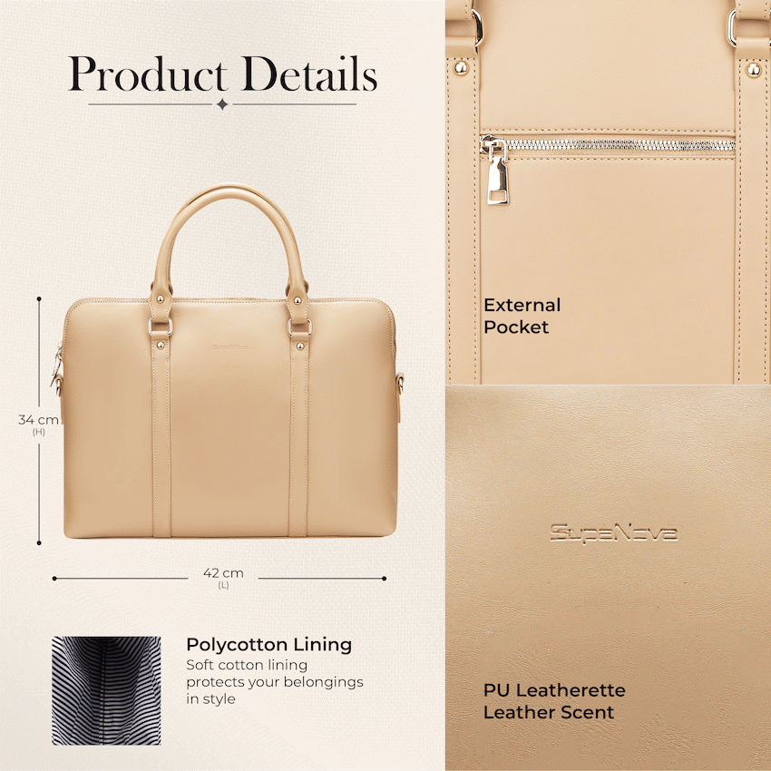 Supanova Azura Ladies 15.6’’ Laptop Tote Bag - Taupe - Taupe - Bags