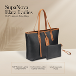 Supanova Elara Ladies 15.6’’ Laptop Tote Bag - Black - Black - Bags