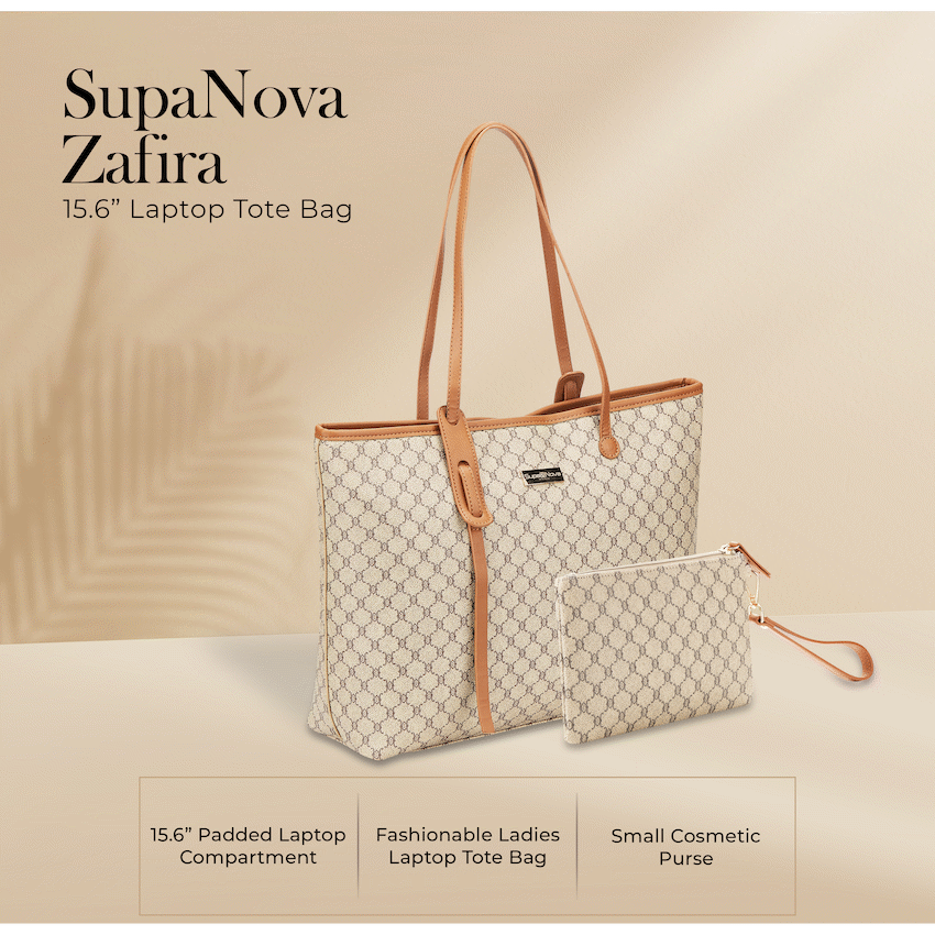 Supanova Zafira 15.6’’ Laptop Tote Bag - Brown - Brown - Bags