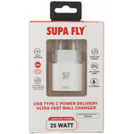 Superfly 25 Watt Single Type C Wall Charger - White - White