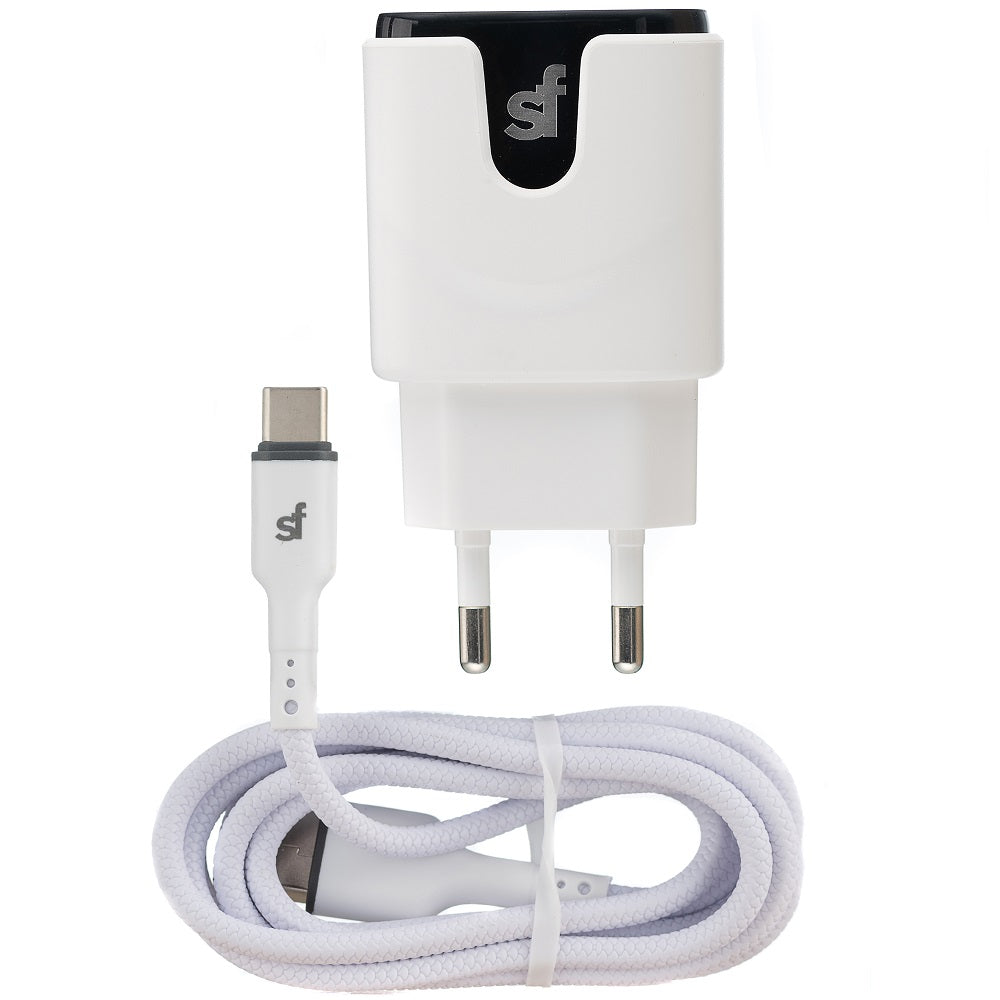 Superfly 3.4A Dual Type C Wall Charger - White - White