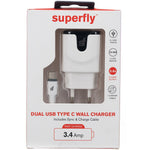Superfly 3.4A Dual Usb Micro Wall Charger - White - White