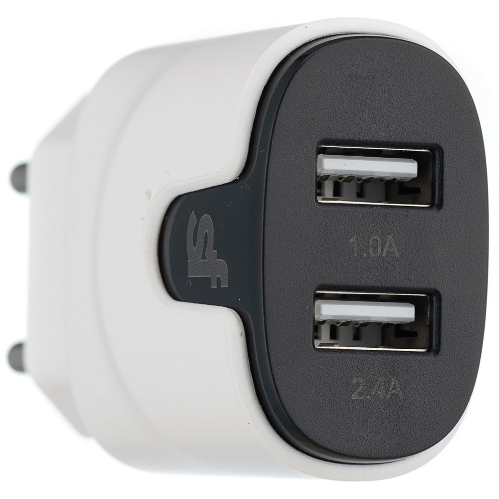 Superfly 3.4A Dual Usb Micro Wall Charger - White - White