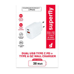 Superfly 38W Dual USB PD and QC Wall Charger - White - White