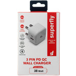 Superfly 3Pin Pd Qc Wall Charger - White - White