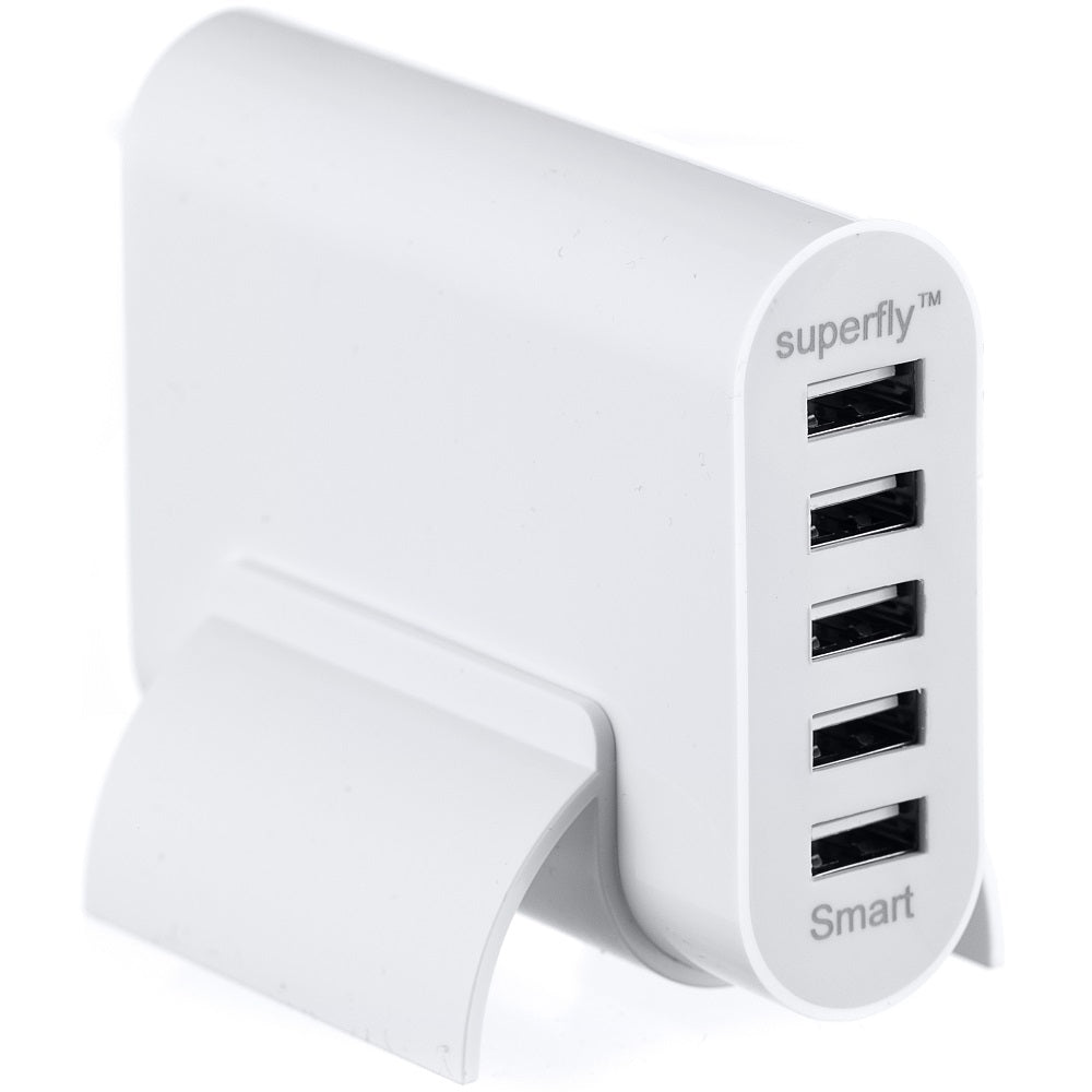 Superfly 5 Port USB charging Tower - White - White