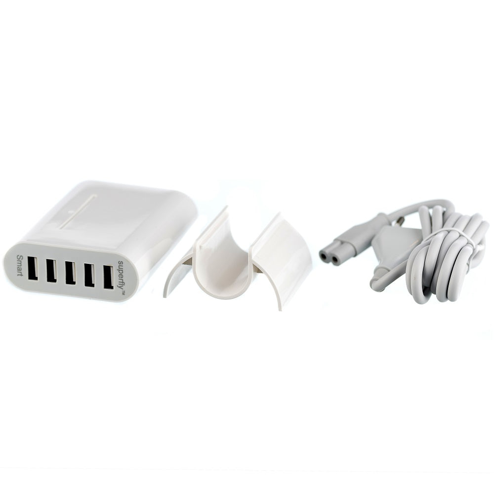 Superfly 5 Port USB charging Tower - White - White