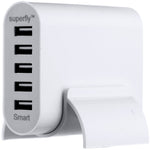 Superfly 5 Port USB charging Tower - White - White