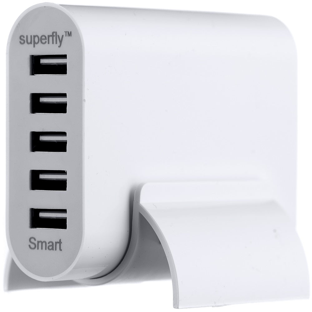 Superfly 5 Port USB charging Tower - White - White