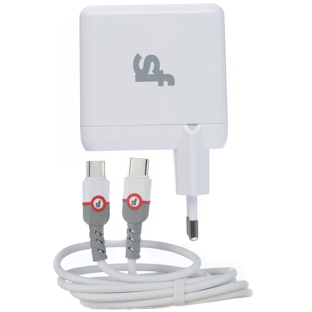 Superfly 65W Pd Wall Charger With Type C Cable - White - White