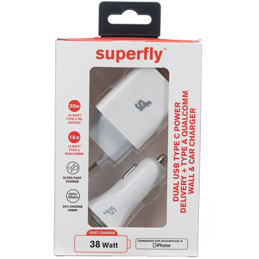 Superfly Pd Charger Wall + Car Kit - White