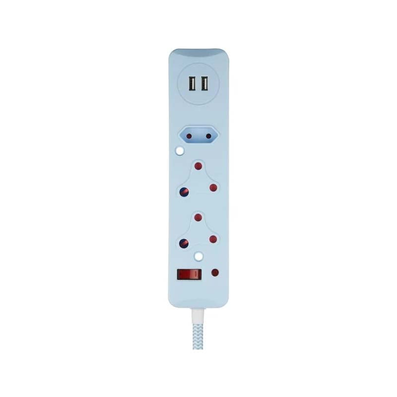 Switched 0.5m 2x3 Way Surge Multiplug with Dual USB Ports - Blue - Blue - Electrical