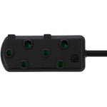 Switched 10m SBS Extension Cable/Cord/Lead Multiplug Light Duty - Black